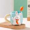 Расписанная вручную керамическая кружка с милым кроликом, тисненая кружка для дома, кофейная чашка, пара, кружка для воды, подарок для девочек, сувенир