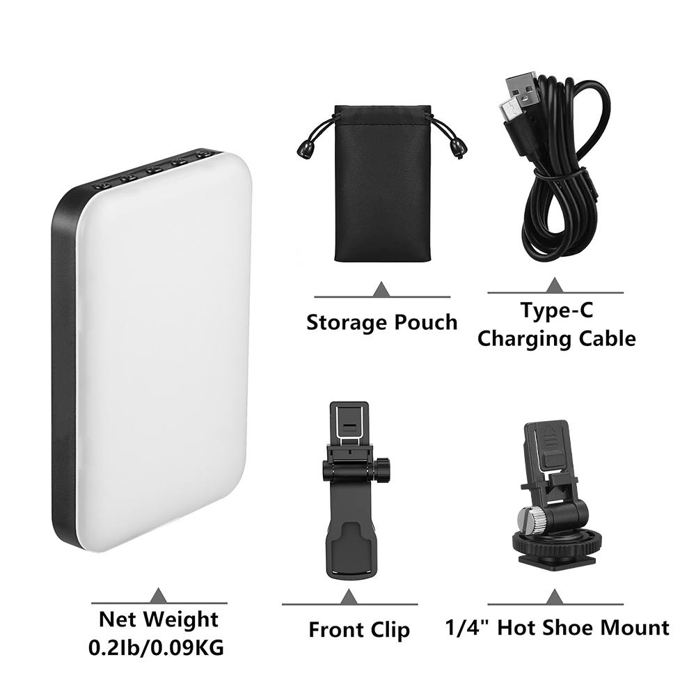 Minifocus Selfie Light, 60 LED 2200mAh Rechargeable Cell Phone Fill Light 7 Modes, 10-Level Brightness, Portable Clip On Light