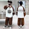 New Big Children's Boys Sports Sweater Suit Spring Boys Fashionable Long-sleeved Two-piece Set