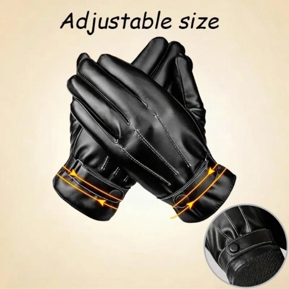 Warm Leather Gloves Non-Slip Driving Mittens High Quality Full Finger Gloves Men