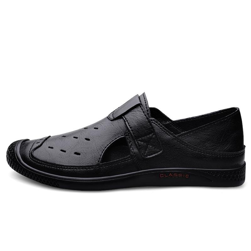 Man Shoes Genuine Leather Men Casual Shoes Mens Breathable Slip On Black Driving Shoes the Summer Shoes