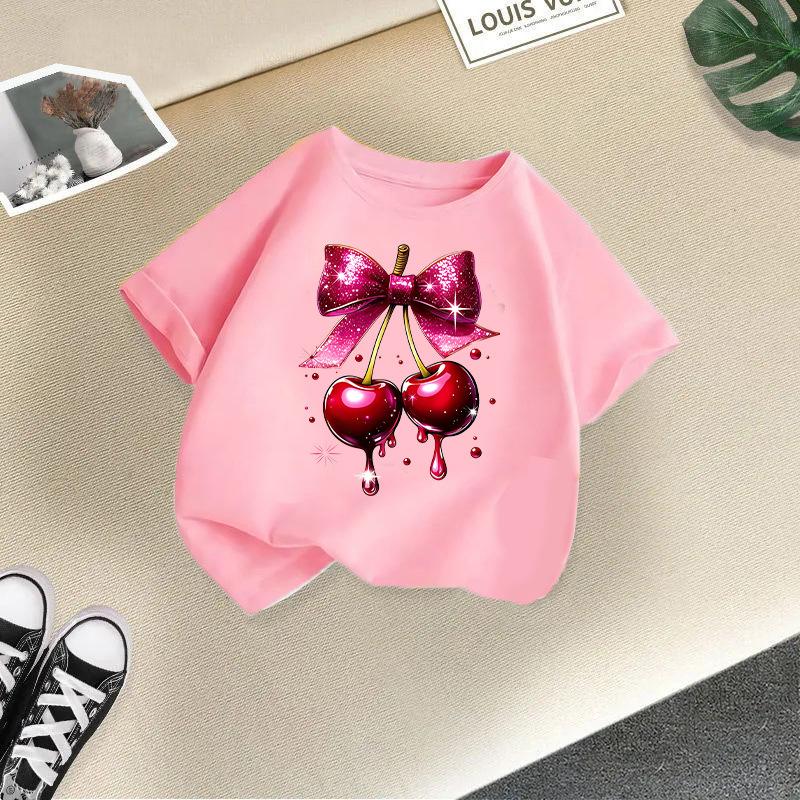 Children's Casual Short-sleeved T-shirt - Summer Girl's Cute Cherry T-shirt