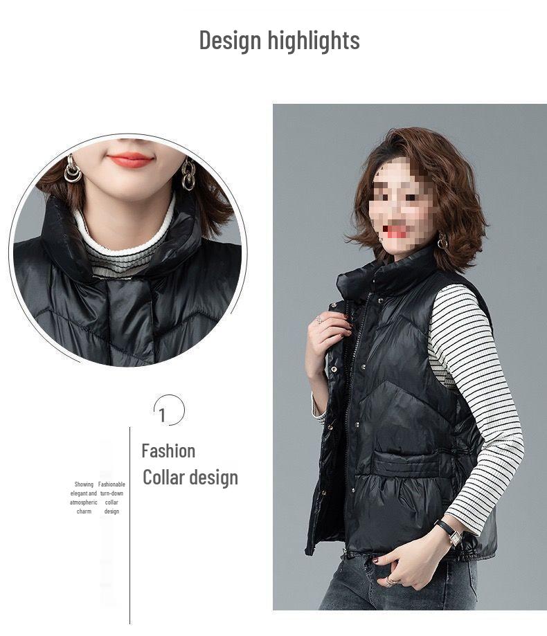 Женский короткий пуховый жилет без рукавов - Новый стиль 2025 на весну/осень/зиму