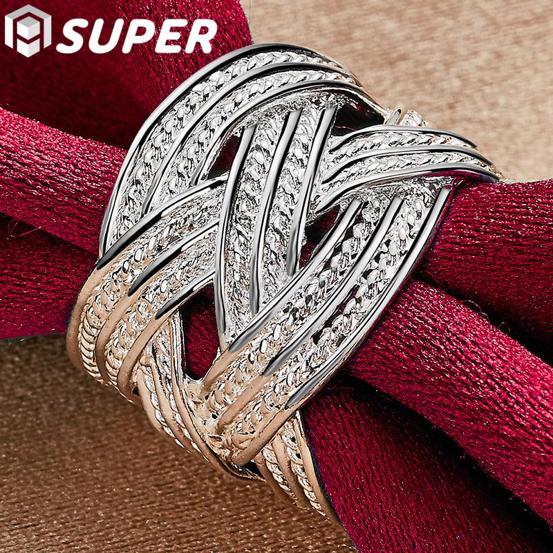 Ювелирные изделия с открытым кольцом из стерлингового серебра 925 пробы с крестообразным переплетением