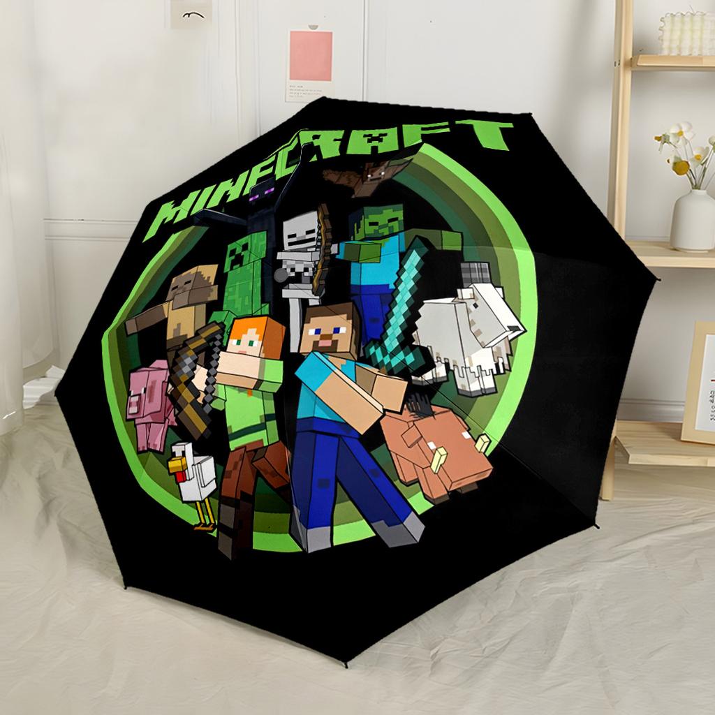 Minecraft Bee Adventure Portable Automatic Umbrella Compact & Durable 8-Rib Design Lightweight All-Season Travel Elegant Women's Umbrella