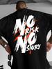 Летняя дышащая и удобная футболка с принтом Slogan NO RISK NO STORY, слегка спущенная на плечи