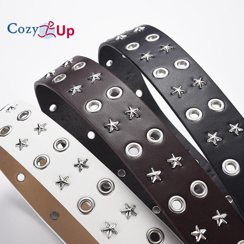 Star Style Double Exhaust Eye Punk Style PU Belt Decorative Trouser Belt
