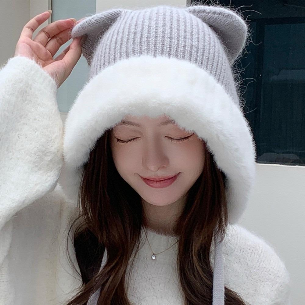 Thick Warm Plush Ear Flap Hat Polyester Thick Cold Proof Hat Comfortable Winter Warm Hat For Women