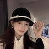 Hepburn wool bucket hat women's autumn and winter French retro small fragrant celebrity top hat versatile bow basin hat