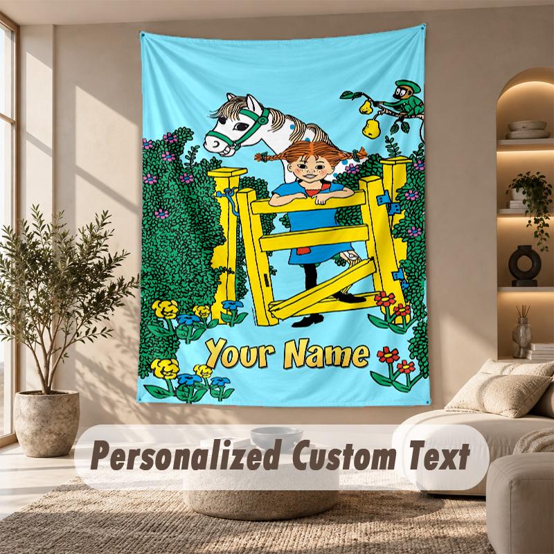 Tapestry Custom Name Text, Wall Hanging Tapestry Home Room DecorPippi Longstocking