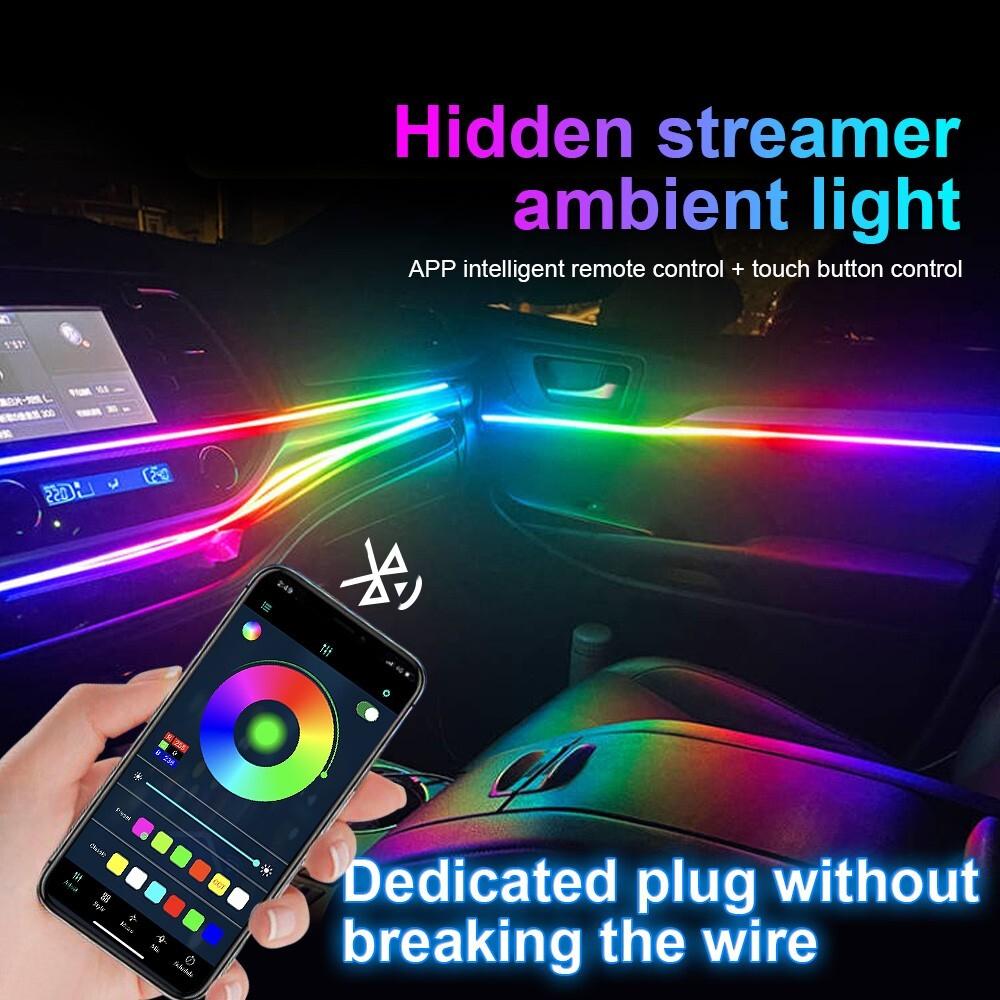 14 In 1 Car Symphony Ambient Light RGB LED Atmosphere Acrylic Strip Remote APP