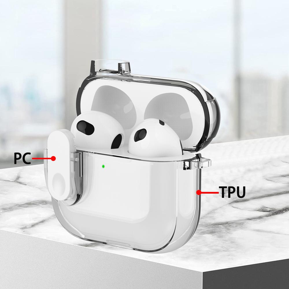 KEYSION Прозрачный чехол для наушников Bluetooth для AirPods 4, прозрачный мягкий силикон TPU+PC с переключателем, противоударный чехол для AirPods 4