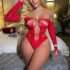 Red Sexy Lingerie Long-sleeved Perspective Tube Top Temptation Hollowed-out Mesh 212