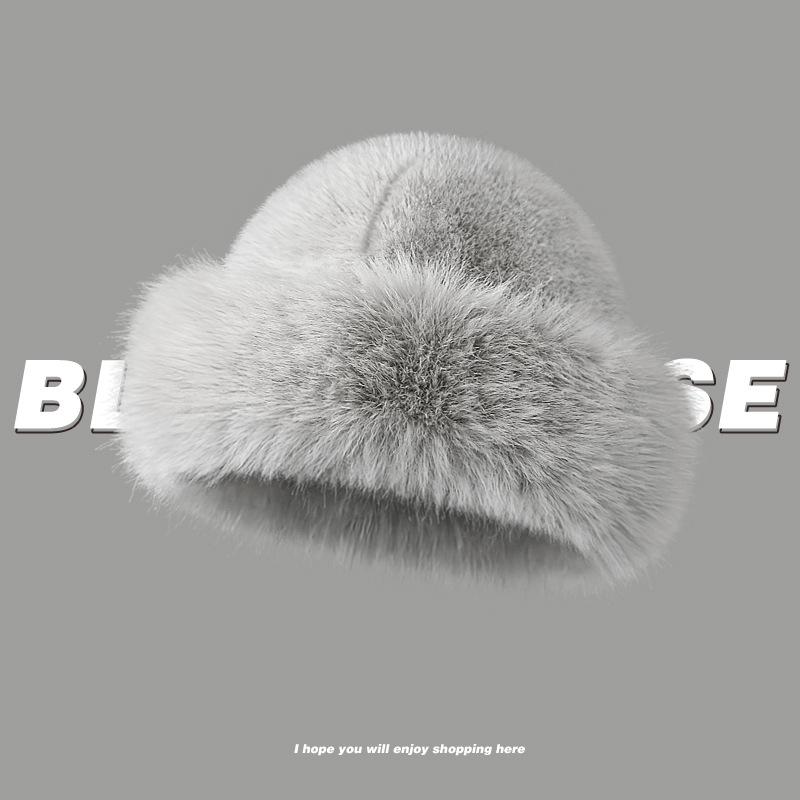 Hairy Mongolian hat girl cute face small dome basin hat cold warm imitation mink warm bucket hat winter