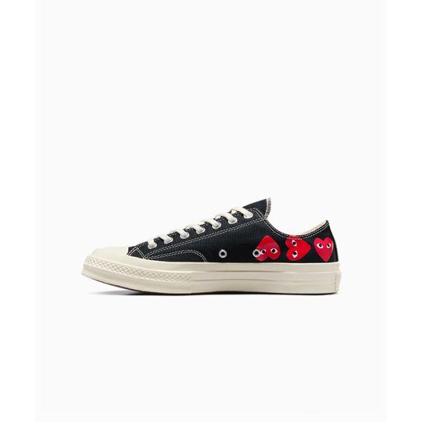 Comme des Garçons PLAY x Converse Chuck 70 Low Мульти Сердце - Черные Унисекс Кроссовки High-Risk-Red Egret A08149C
