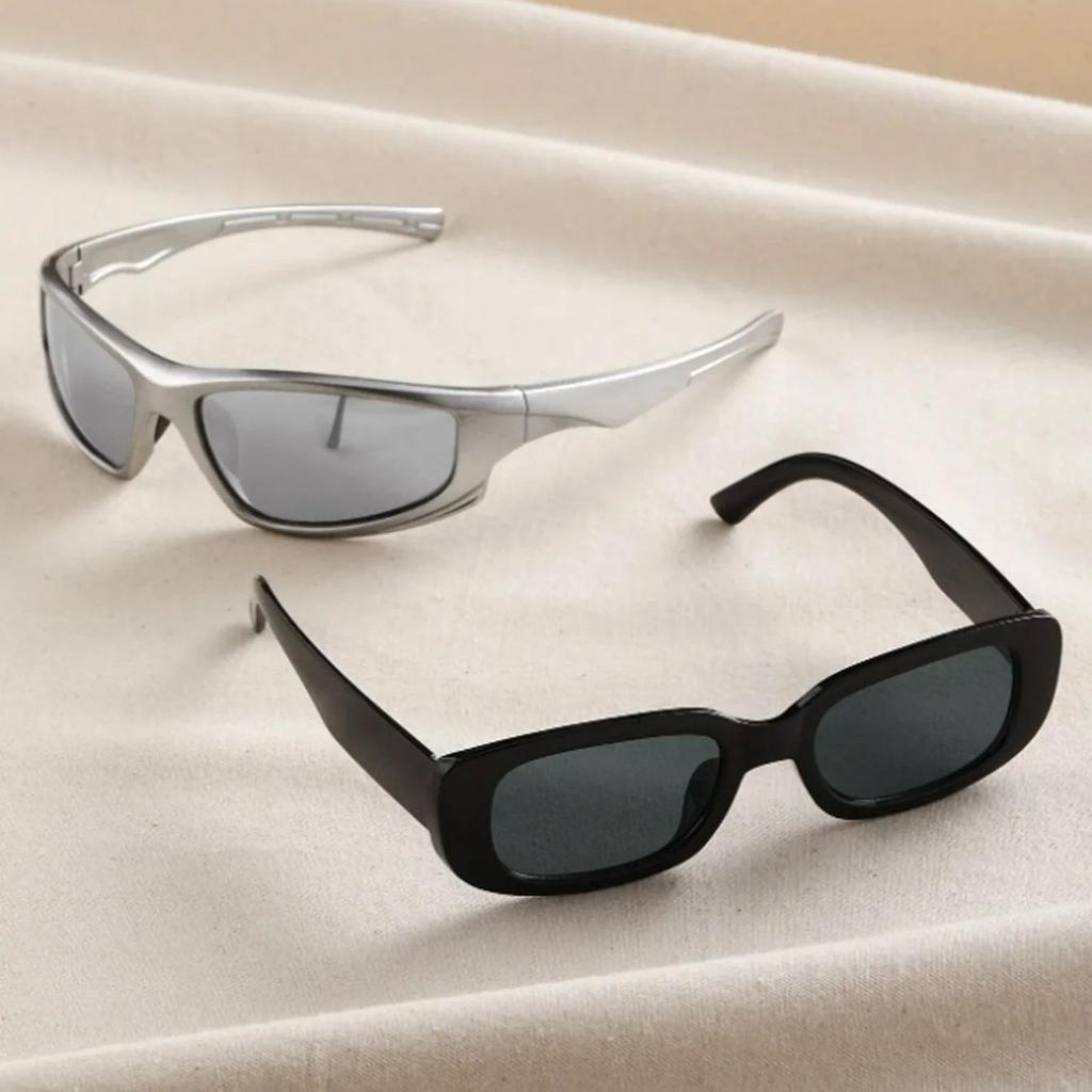 2 ШТ. Модные женские солнцезащитные очки в стиле ретро «кошачий глаз», комбинированные, Y2K, крутой тренд, уличная вечеринка, праздничное украшение, очки для мужчин