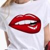 Футболки с принтом красных губ для женщин, модная клубная сексуальная футболка для губ, забавная летняя футболка с короткими рукавами, женская футболка