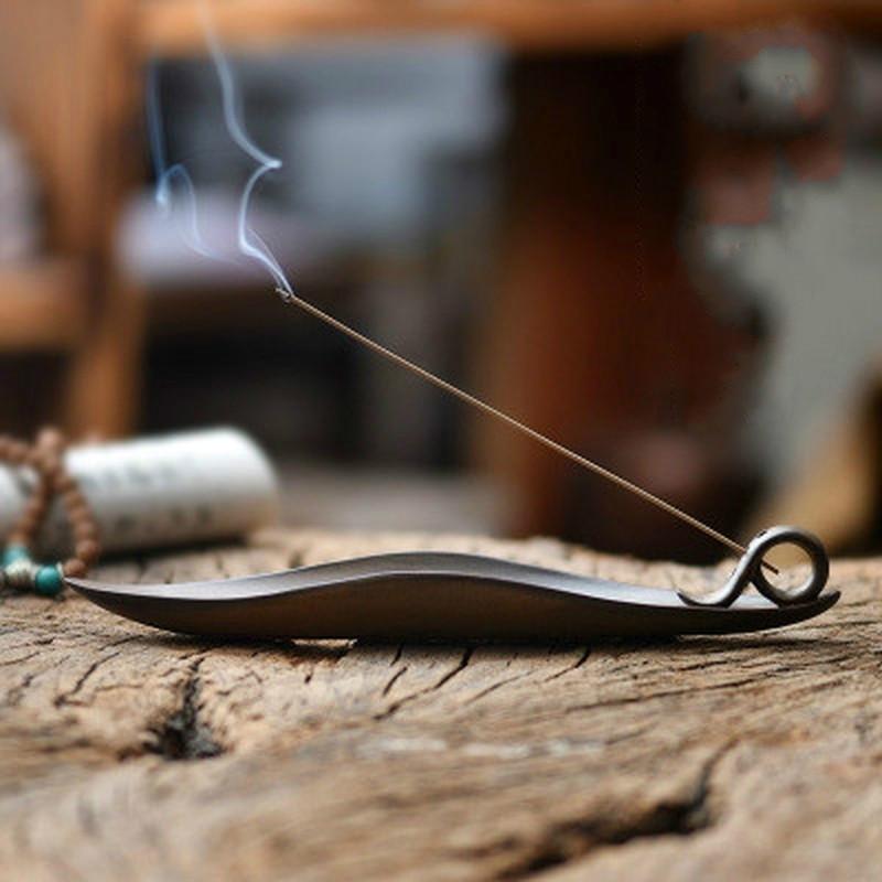 Подставка для благовоний, винтажная курильница, буддийские храмовые принадлежности, китайские курильницы в форме листа, лодки