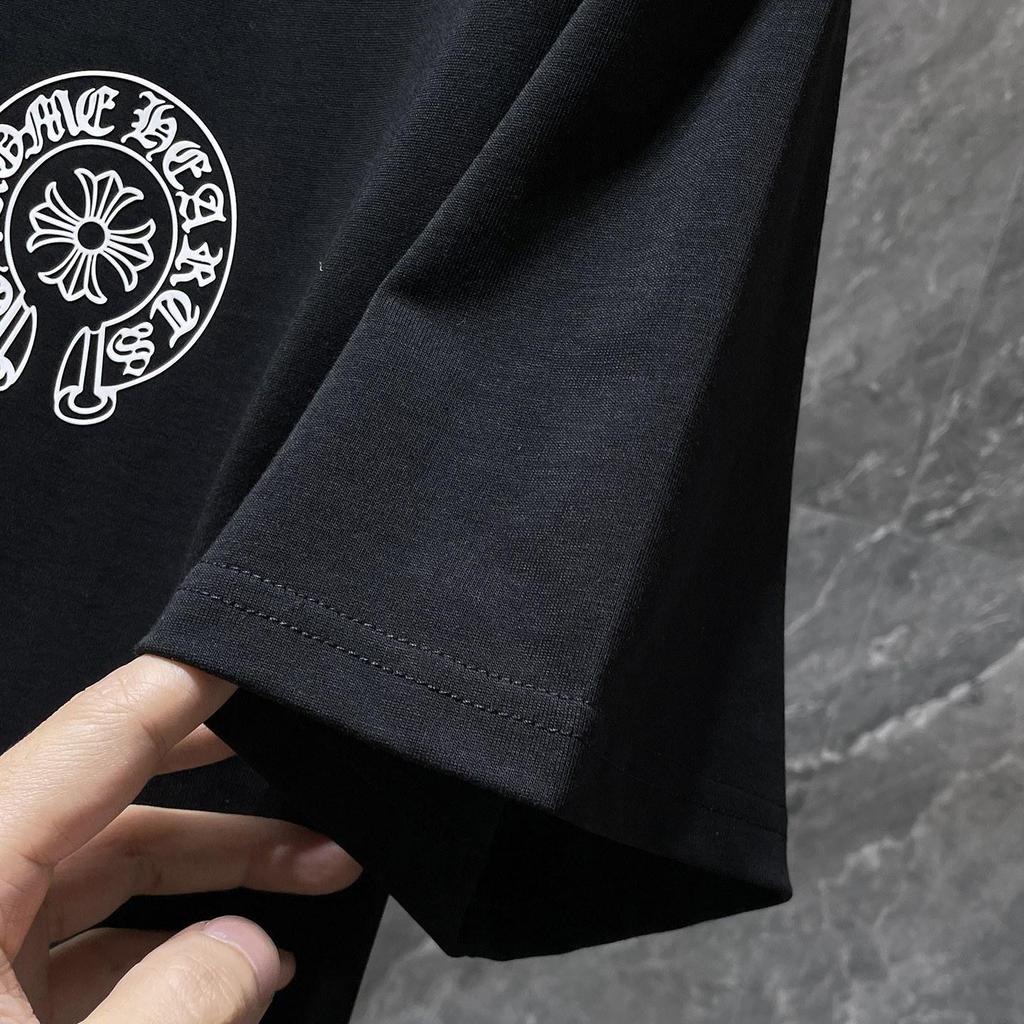 8936 CHROME HEARTS Лето 2026 Новый Высококачественный Хлопок Круглый Вырез Свободный Большой Размер Мужская и Женская Футболка Футболка для Пары