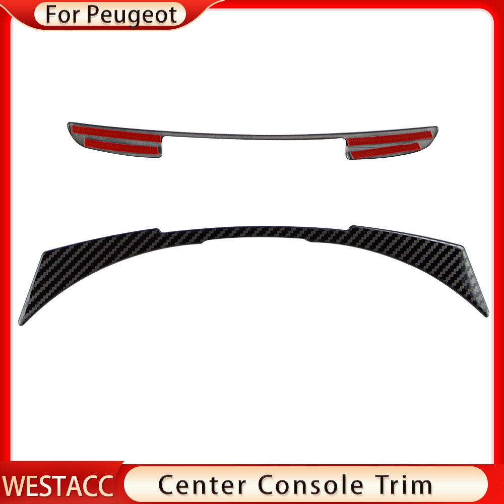 2 шт., наклейки на панель управления автомобиля из углеродного волокна, декоративная полоса для Peugeot 2008 208 2014-2018, интерьер