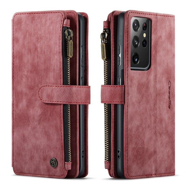 CaseMe Кошелек на молнии с отделениями для карт для Samsung Galaxy A17 5G A37 A57 A56 A36 A16 A55 A35 A25 A15 A54 A34 A14 A53 A33 A13 A52 A51 Флип-чехол из кожи для телефона