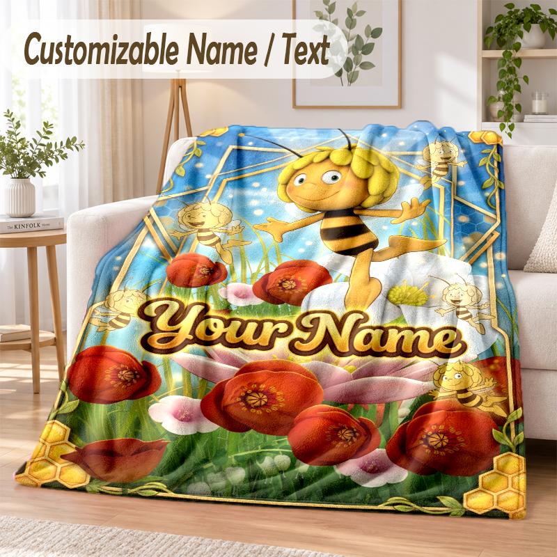 Bing Bunny Custom Name Flannel Throw Blanket Soft Warm for Sofa Bed Indoor Home Use