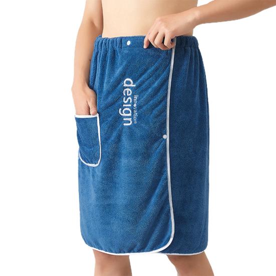 Men Bath Towel Absorbent Quick Dry Bath Wrap Towel with Secure Buckle And Pocket for Gym Spa Sauna Shower