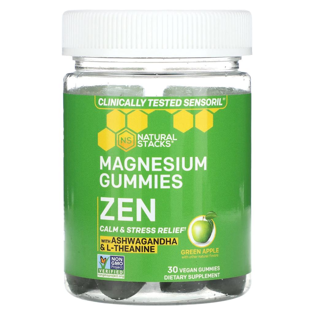 Magnesium Gummies, Zen, Green Apple, Vegan Gummies 30 Pieces