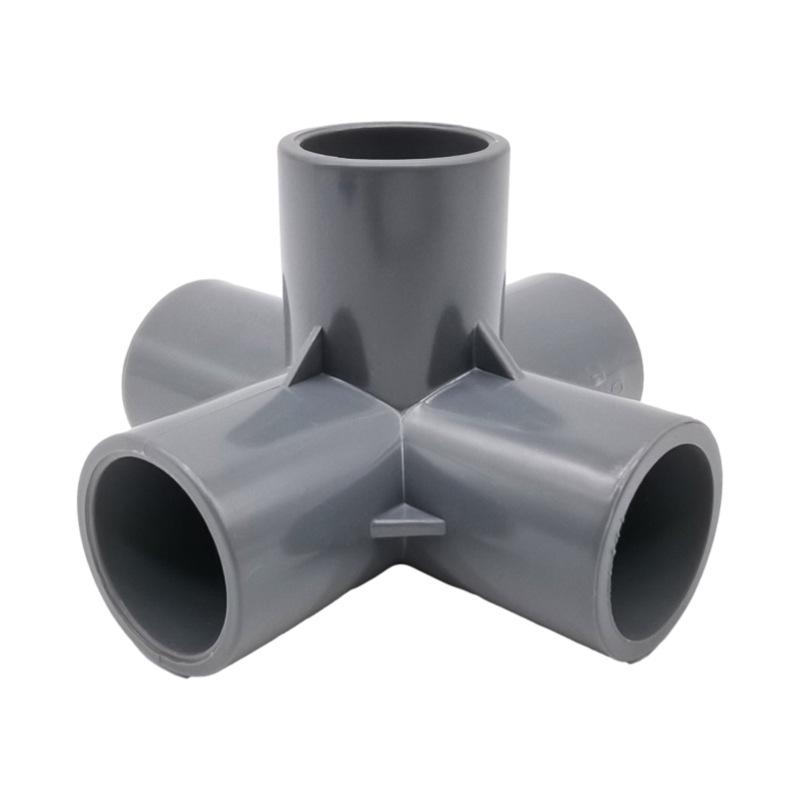 PVC 3D 5-Way Scaffolding Corner Connector, 20-50mm (1/2", 3/4", 1") Plastic Water Supply Fittings