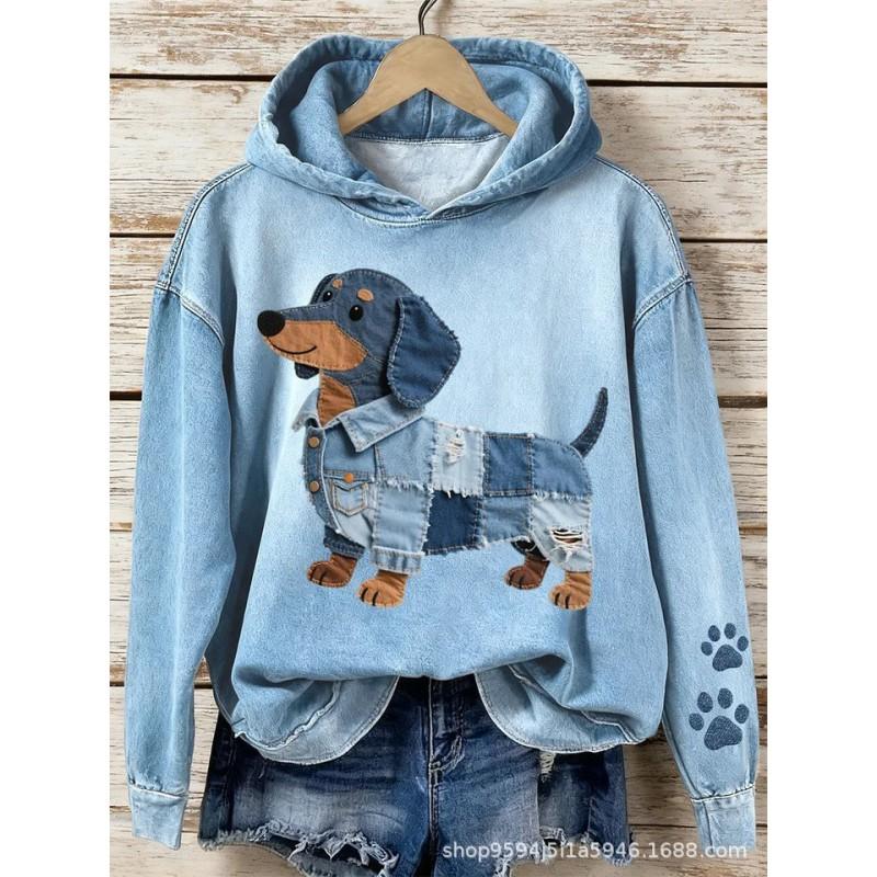 Womens 3D Animal Print Hooded Long Sleeve Sweatshirt Streetwear Casual Top