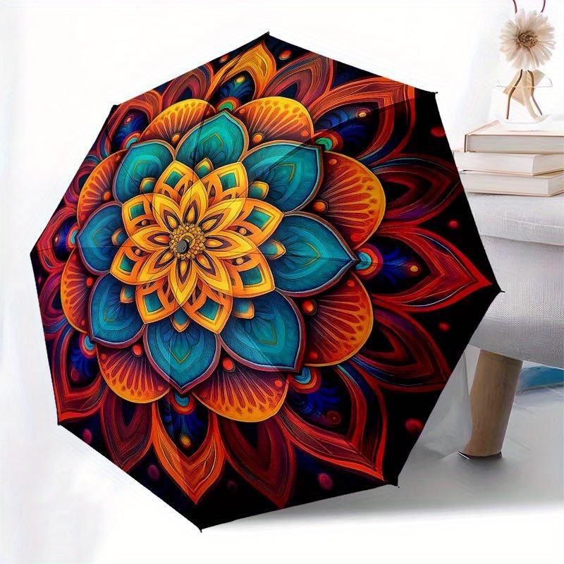 Vibrant Mandala Wall Art: Colorful Circular Decor for Any SpaceUmbrella with Cute Design, Portable 3-Fold Compact Umbrella for Men & Women, Valentine'