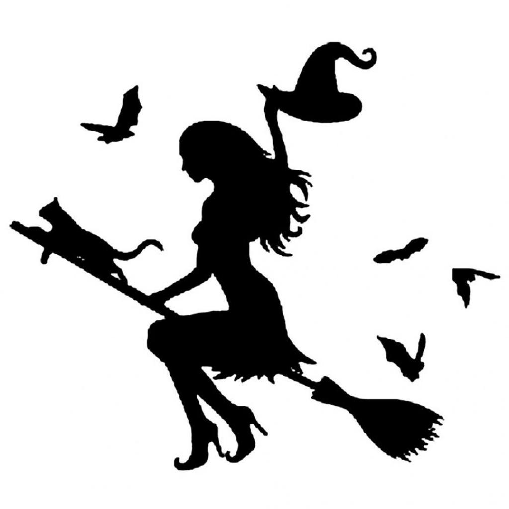 Witch On Flying Broom Car Auto Sticker Bumper Window Laptop Halloween DIY Decal
