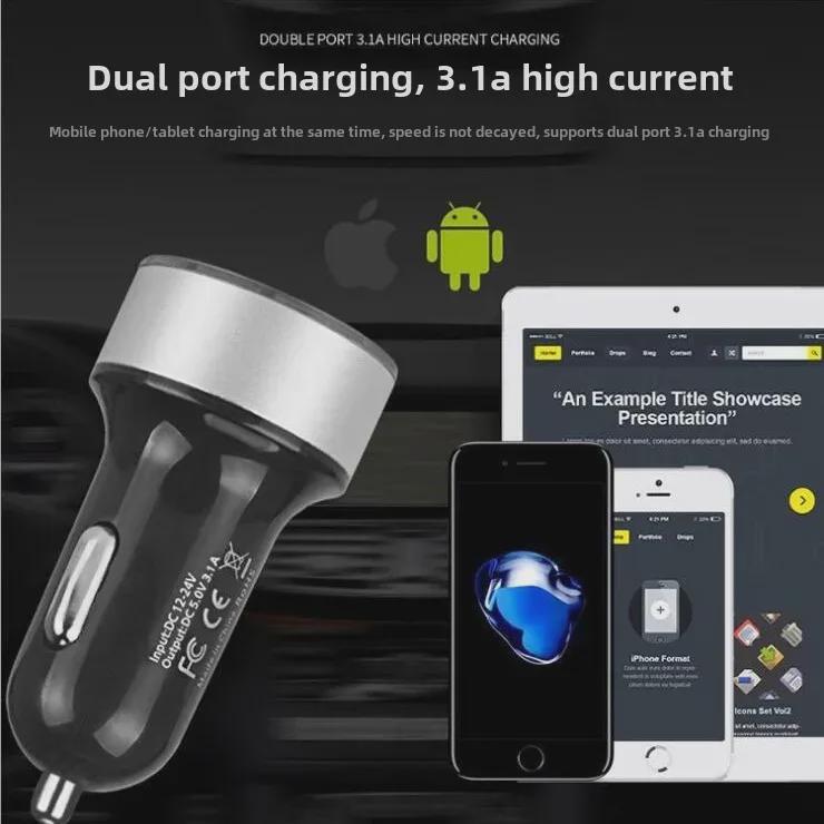 3.1A Dual USB Многофункциональное интеллектуальное цифровое автомобильное зарядное устройство с дисплеем