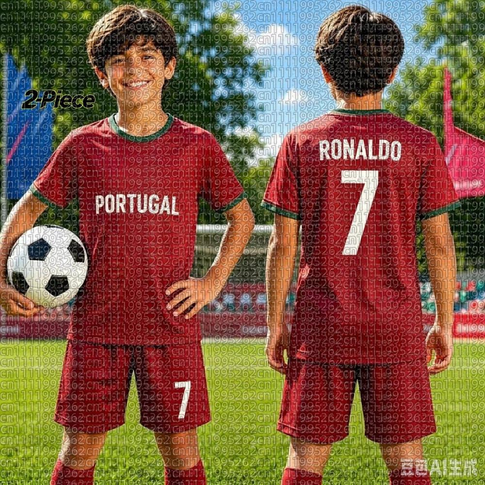 2026 WoUnisexWomen's  Portugal Fan Edition – Special Summer Parent-Child Matching Set: Ronaldo Soccer Jersey & Shorts