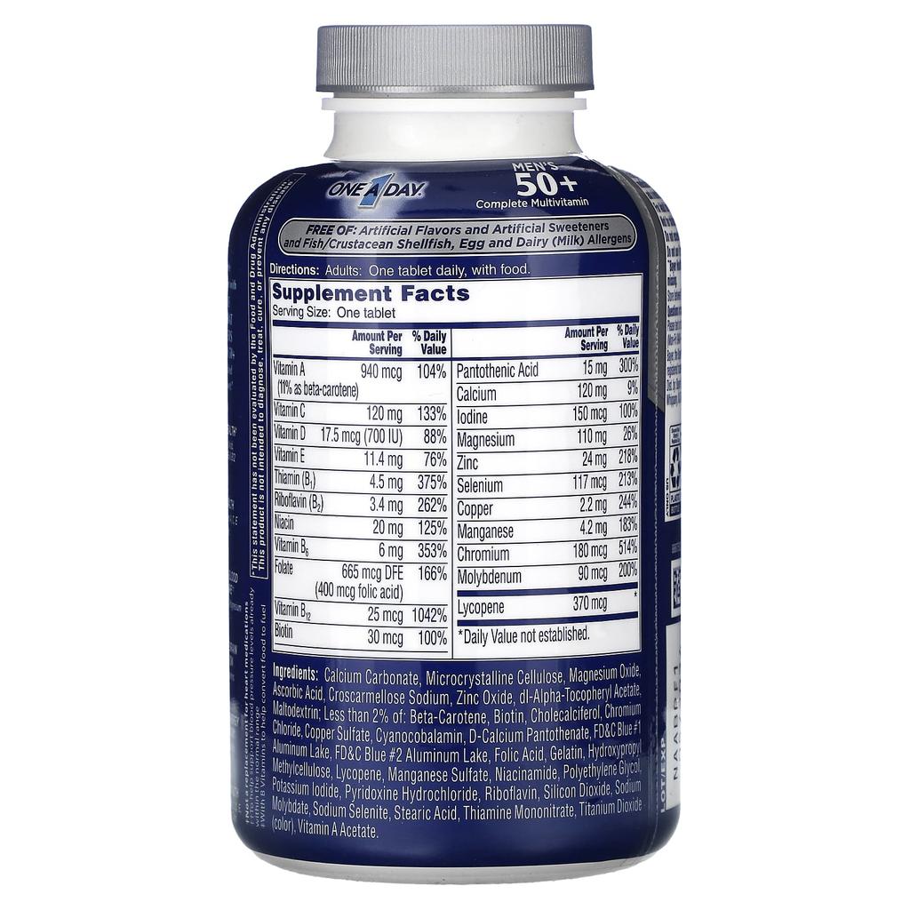 One-A-Day, Complete Multivitamin for Men 50+, 200 Tablets