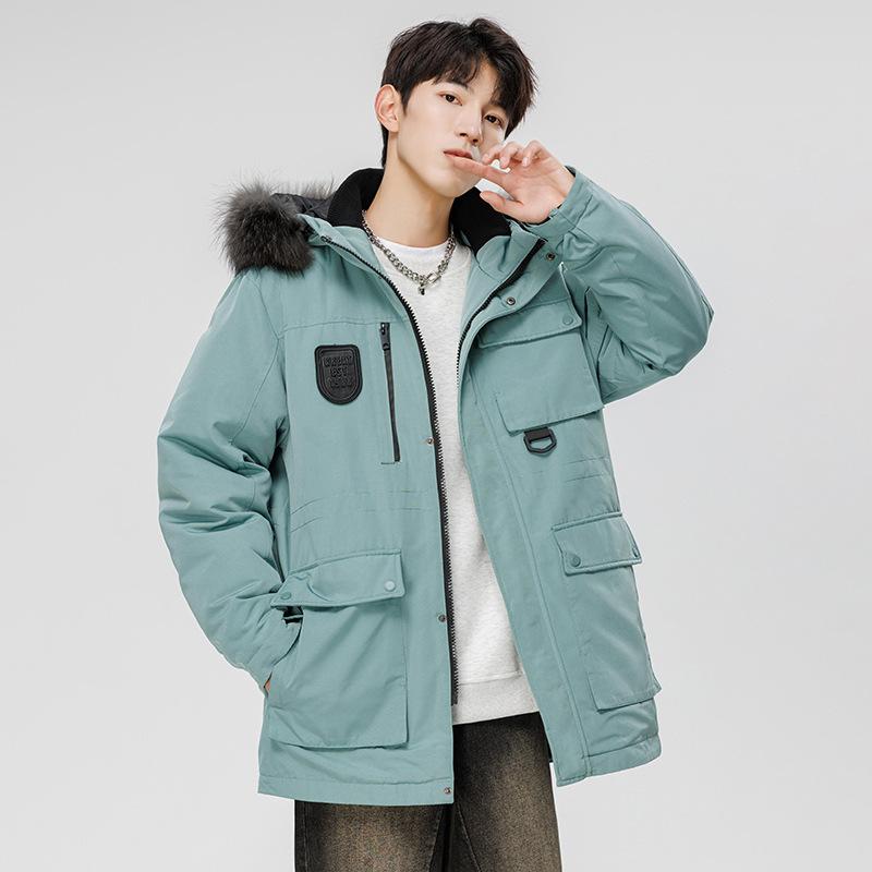 Зимняя куртка-пуховик мужская короткая рабочая куртка с капюшоном мужская спортивная повседневная куртка с большим меховым воротником 90% белая утиная куртка-пуховик