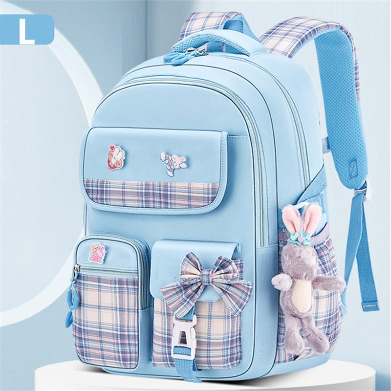 С подвеской в виде кролика для девочек, детский рюкзак, водонепроницаемая школьная сумка, школьный портфель с бантом