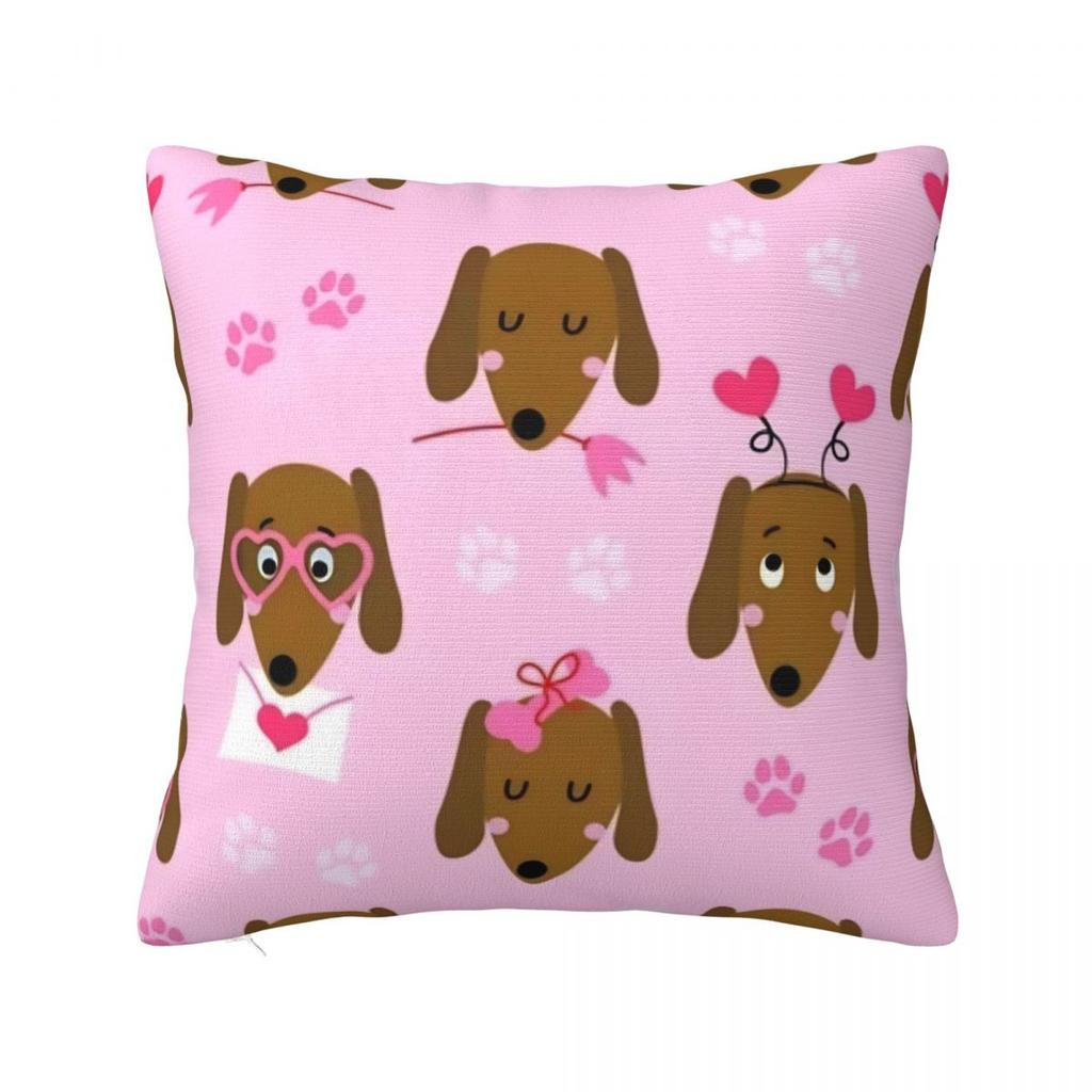 Dachshund Dog Art Throw Pillow Cover Polyester Throw Pillow Wiener Sausage Doxie 4545cm Pillowcase