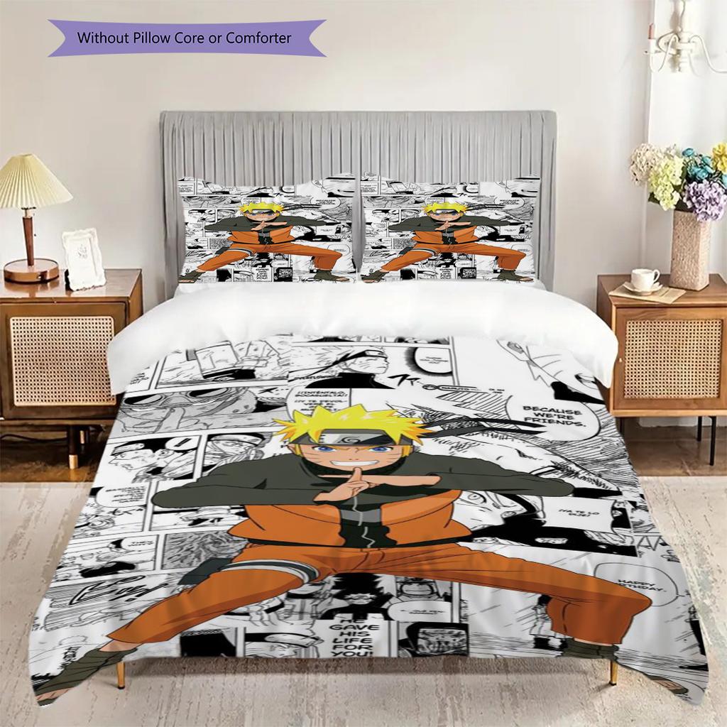 Japanese Anime Cartoon N-Narutos Famous U-Uzumakis N-Narutos Comfortable Duvet Cover and Pillowcase(1 * Duvet Cover + 2 * Pillowcase, Without core)G21