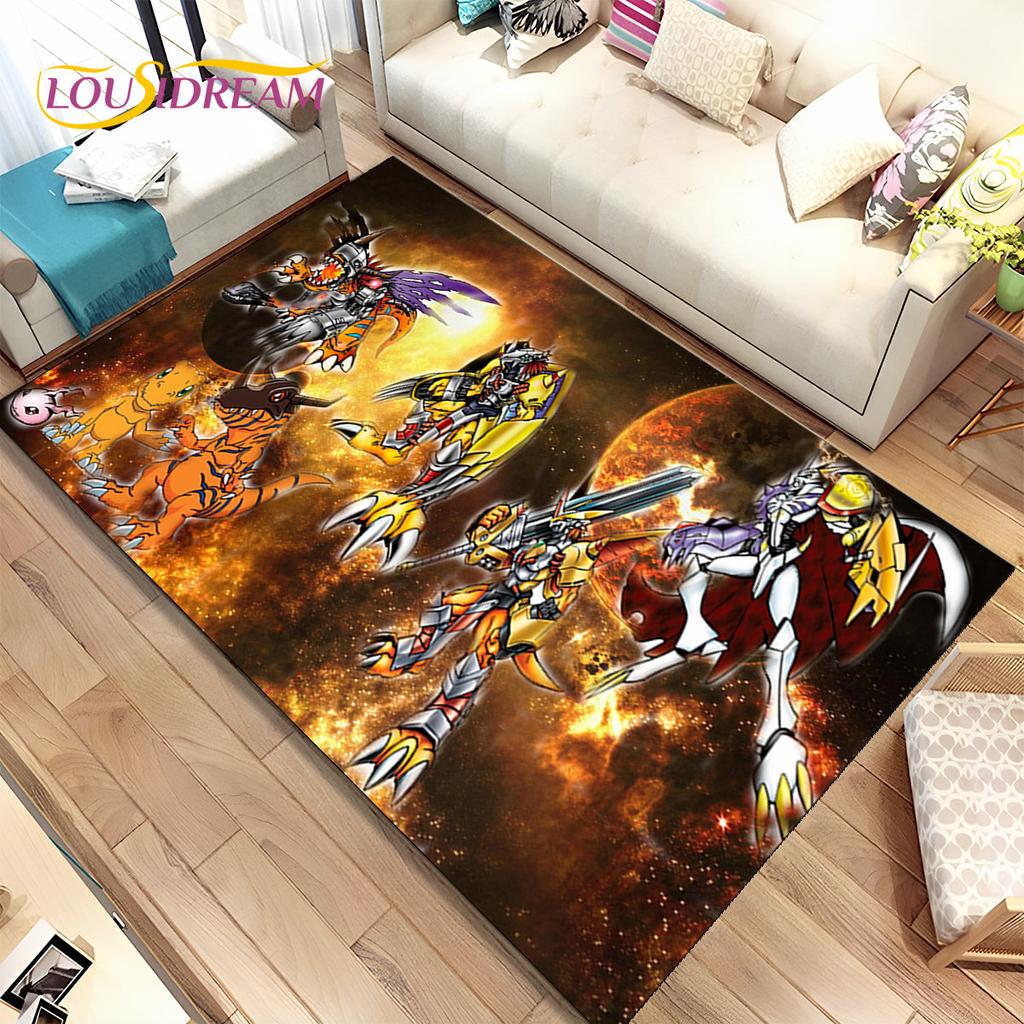 Cartoon Digimon Adventure Area Rug Large,Carpet Rug for Living Room Bedroom Sofa Doormat Decoration, Non-slip Floor Mat Cover 3D