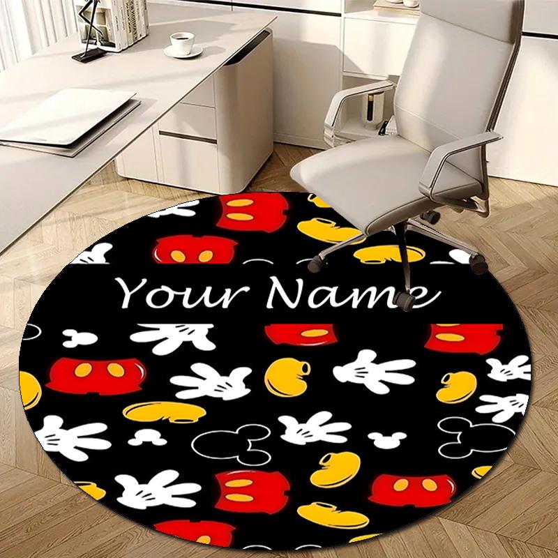 Personalized M-Mickey Round Chair Office Rug - Perfect for Mat, Office Chair & More - Ideal Gift for Birthdays and Holidays