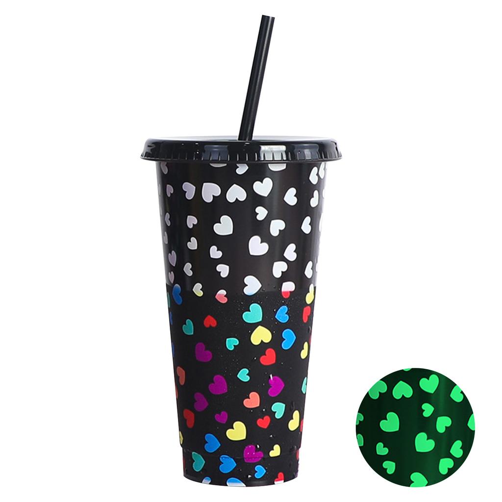 710 мл многоразовые с соломинками, креативные чашки для воды, меняющие цвет, чашка с крышкой, волшебный пластик, меняющий цвет холодной воды