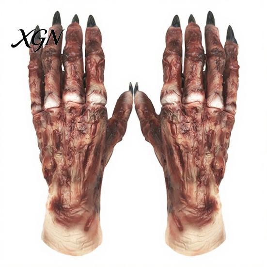Halloween Costume Accessories 1 Pair Gloves for Adults Kids, Horror Zombie Hands Scary Gloves, Latex Ghost Hand Cosplay Accessory Masquerade