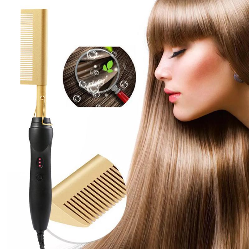 Hair Hot Comb Straightener Professional Press Comb Electric Curler Portable