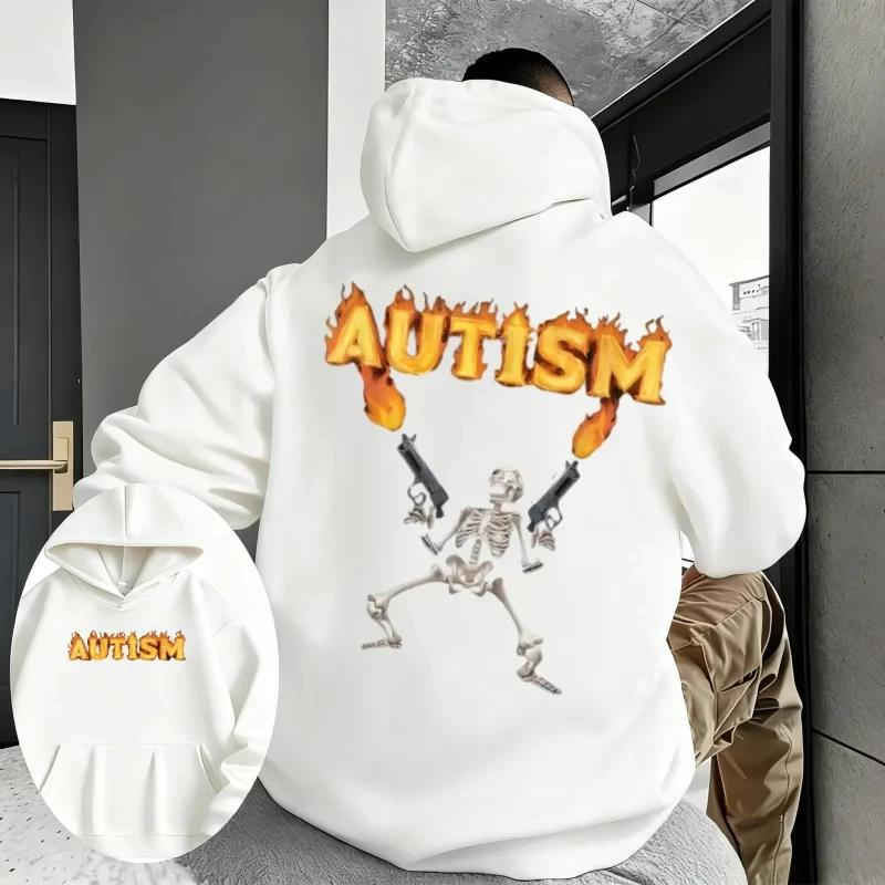Autumn and Winter Casual Loose Printed Sweater Hoodie autism skeleton Print Fashion Summe Men's Oversized Y2K