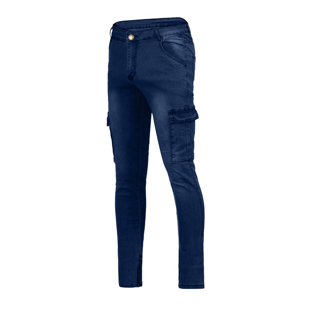 Мужские брюки из эластичного денима с рваными рваными джинсами Freyed Slim Fit с карманами