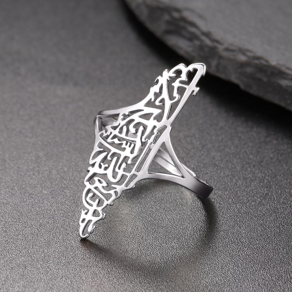 Dawapara Classic Map Women Ring Jewish Chai Hebrew Letter Life Symbol Jewish Jewelry Judaic Stainless Steel Wedding Band