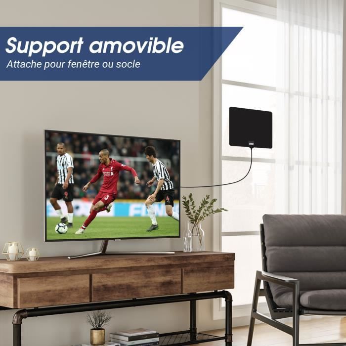 Antenne TV Intérieure - August - DTA450 - Haut gain 5 dBi - Câble de 3m - UHF-VHF