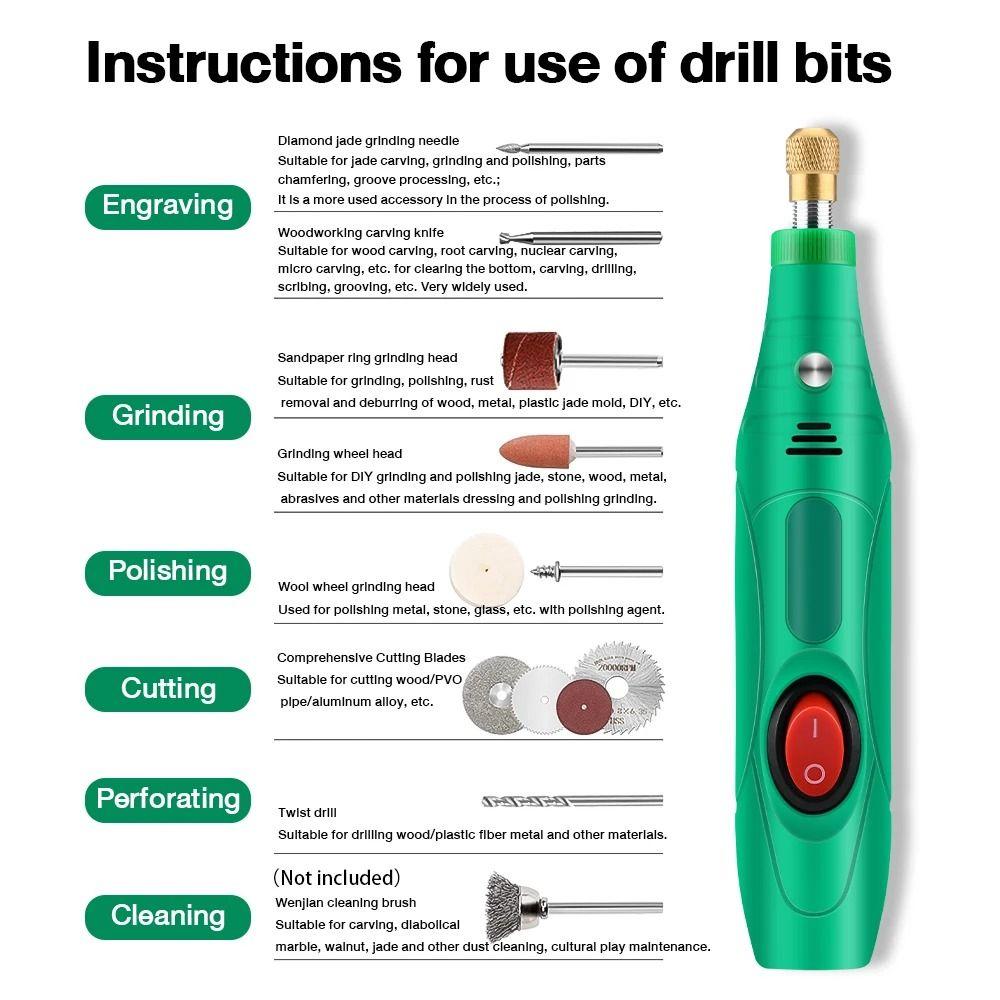 DIY Electric Drill Set Ergonomic Cordless Drill Mini Rotary Grinder Tool  Cutting