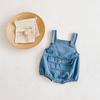 2024 Весна и Осень Джинсовый Карманный Комбинезон для Младенцев и Малышей Мальчиков и Девочек